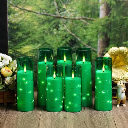 Flameless Candles with Embedded Star String, Battery Operated LED Pillar