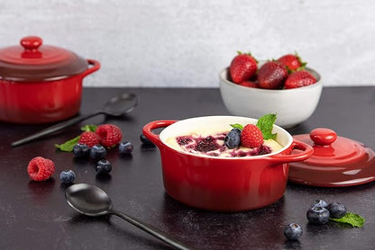 Kook Ceramic Mini Cocotte Set, Small Casserole Dishes