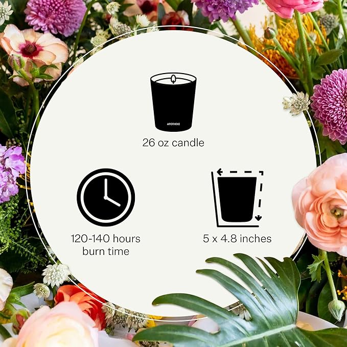 Apotheke 3-Wick Scented Candles for Home, Orange Bloom Neroli - 26 oz Soy Wax Jar Candle Gift for Women - Long-Lasting Fragrance with Perfume-Grade Essential Oils - Sandalwood, Musk, Neroli & Orange