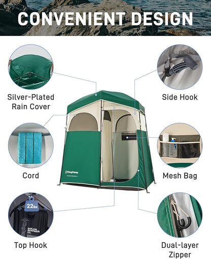 KingCamp Shower Tent, Portable Privacy Tent Outdoor Camping 1/2 Room Toilet Tents with Shower Bag & Dressing Room for Beach, Camping & Hiking