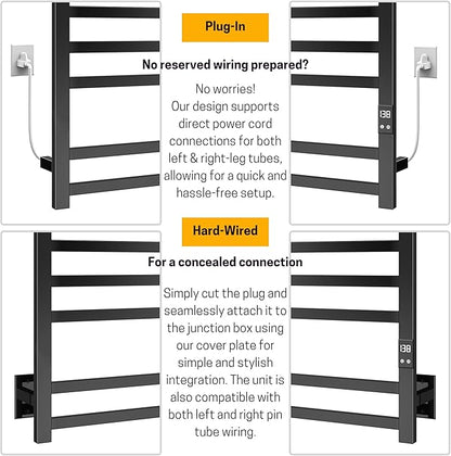 8-Bar Electric Heated Towel Warmer, Fast Heating