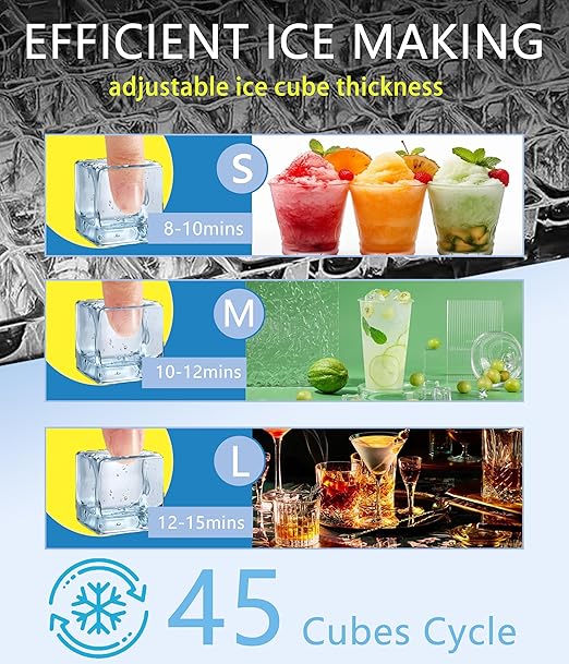 Commercial Ice Maker Machine, 100lbs/24H Stainless Steel 45pcs Under Counter