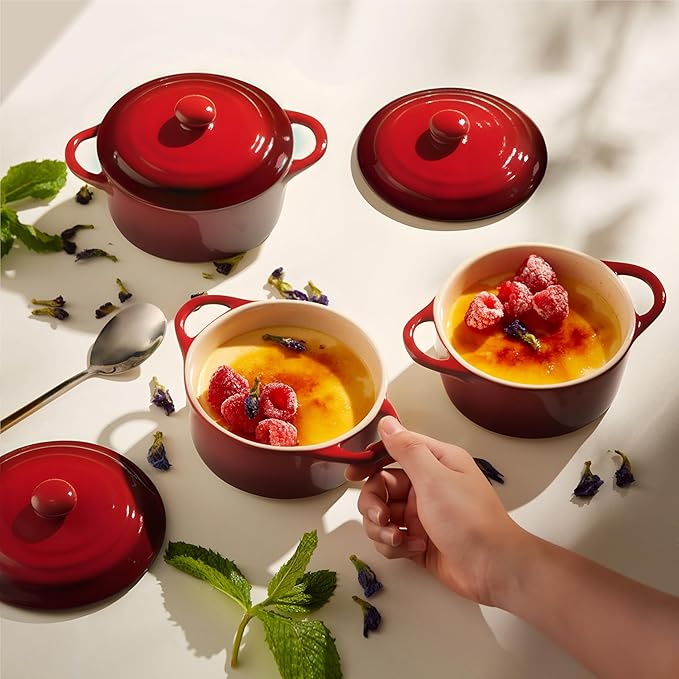 Kook Ceramic Mini Cocotte Set, Small Casserole Dishes