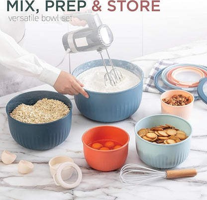 COOK WITH COLOR Prep Bowls with Lids- Wide and Deep Nesting Plastic Small