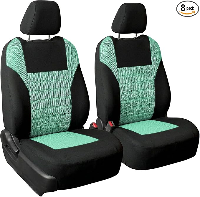 FH Group Automotive Car Seat Covers Front Set Premium 3D Air Mesh Front Seat Covers, Airbag Compatible Universal Fit Interior Accessories for Cars Trucks and SUVs - Mint