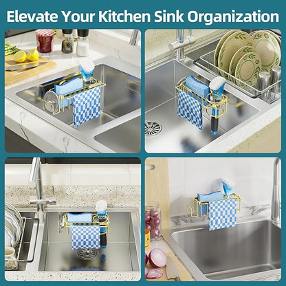 TAILI 4-in-1 Sink Caddy with Strong Suction Cup, Sponge Holder