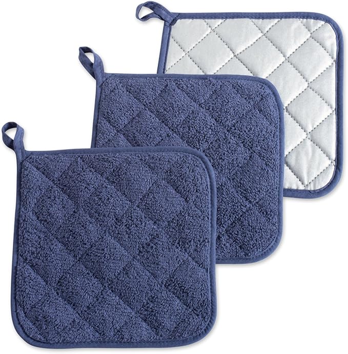 DII Basic Terry Collection Quilted 100% Cotton, French Blue, 3 Piece