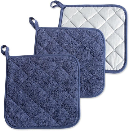 DII Basic Terry Collection Quilted 100% Cotton, French Blue, 3 Piece