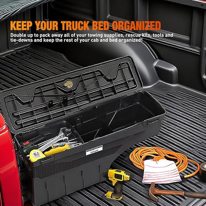 Nilight Truck Bed Tool Box Left Drivers Side Truck Tool Box Fit for Chevrolet Silverado 1500 GMC Sierra 1500 2019 2020 ABS Swing Case Truck Bed Storage Box w Lockable Lid Waterproof Wheel Well Toolbox