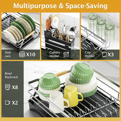 Epicano Dish Drying Rack for Kitchen Counter, Space-Saving Dish Rack, Rustproof
