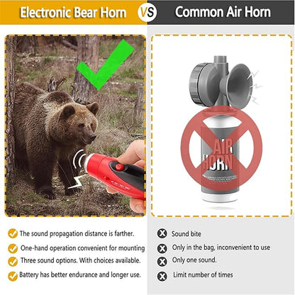 120dB Electronic Bear Horn to Scare Bears- Loud Air Horn for Safety Hiking Camping Emergency Whistle Can Replace Bear Bell