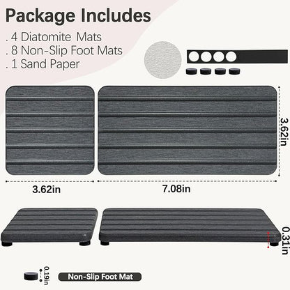 Set of 4 Bathroom Vanity Tray, Quick-Dry Diatomite Kitchen Tray