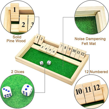 Alzheimers Products for Elderly, 12 Numbers Memory Games for Dementia Patients Seniors, Wooden Shut The Box Dementia Products for Elderly, Fidget Sensory Busy Board Gadgets Gifts Activities