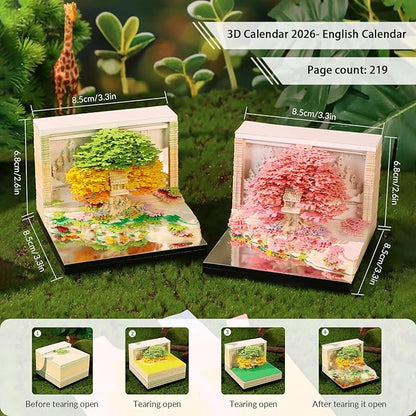 3d Calendar 2026,The Combination Of Paper Carved Lights And Artistic Creativity,Flower Sea Treehouse 3d Calendar,Suitable For Note Taking,Decorative Ornaments,Holiday Gifts