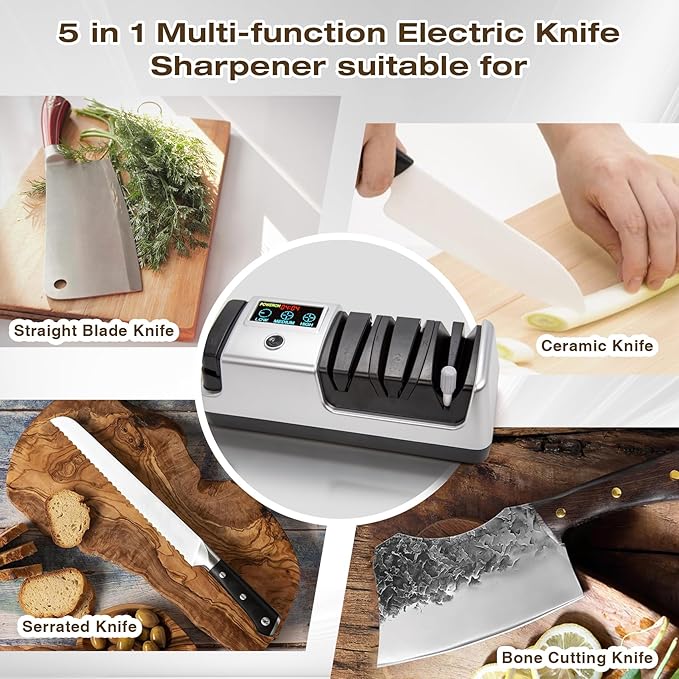 Silver Professional 3-Stage Electric Knife Sharpener
