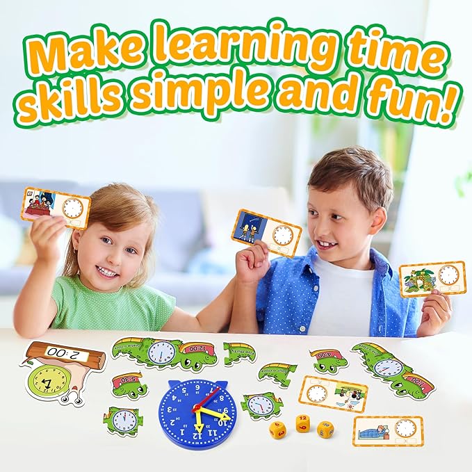 Aizweb Clock for Kids, Learning Clock Analog Clock Telling Time Teaching Homeschool Supplies Essentials Math Manipulatives Preschool Kindergarten Learning Activities Educational Montessori Toys Games