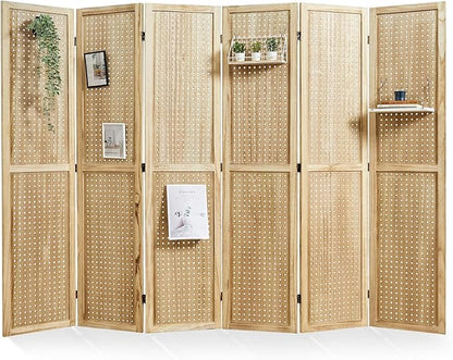 Pegboard Display, 5.6Ft Portable Freestanding Wall Organizer Wooden Room