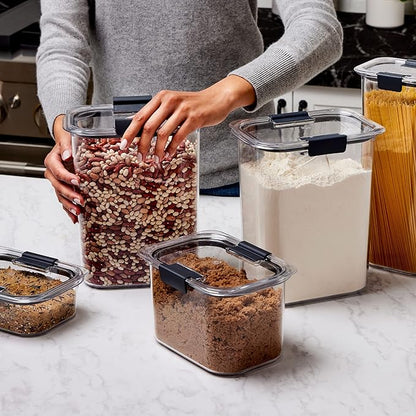 Rubbermaid Brilliance 14-Piece Food Storage Container Set with Scoops Airtight BPA-Free for Kitchen and Pantry Organization
