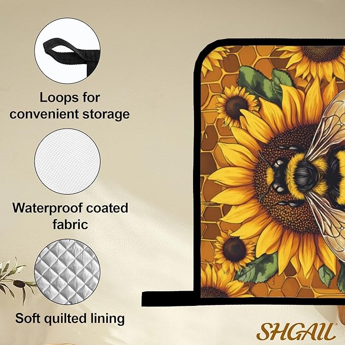Sunflower Bee Oven Mitts and Heat Resistant Pads