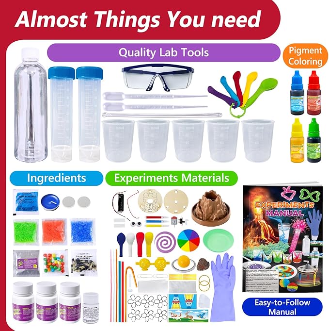 UNGLINGA Science Kit for Kids with 212 Easy Experiments, Earth Volcano, Chemistry Set, Magic S.T.E.M Projects Gifts Idea for Boys and Girls