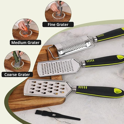 Handheld Cheese Grater Set for Kitchen Stainless Steel Mini Cheese Grater