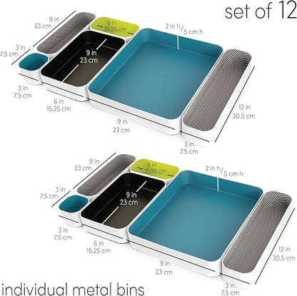 Three by Three Seattle 12 Piece Metal Organizer Tray Set