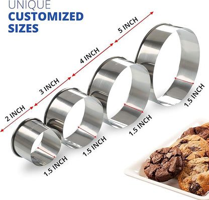 Cookie Cutter Set, Measuring 2'', Round Metal Baking Rings