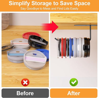 4 Pack Tumbler Lid Organizer, Space Saving Cup Lid Organizer