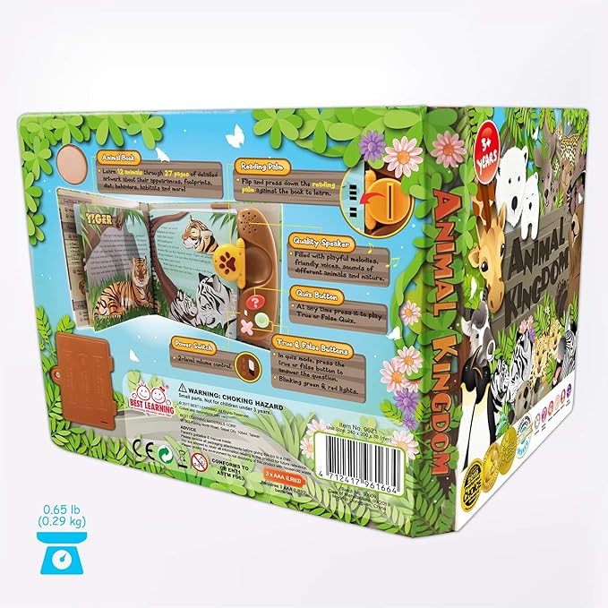 BEST LEARNING Book Reader Animal Kingdom - Educational Talking Sound Toy to Learn Animals with Quiz Games for Kids Ages 3 to 8 Years Old | Ideal 3-5 Boy or Girl Birthday Gift