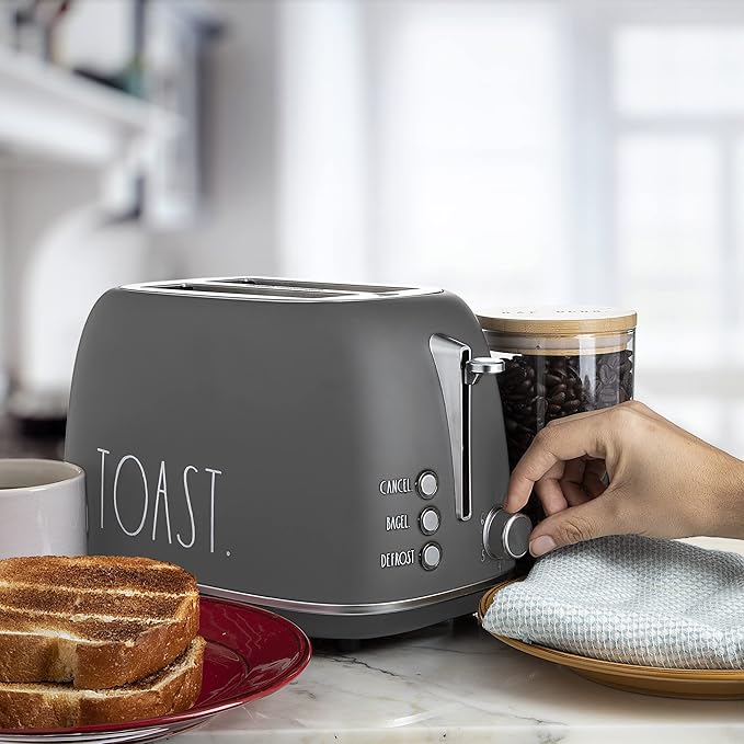 Rae Dunn Retro Rounded Bread Toaster, 2 Slice Stainless Steel Toaster