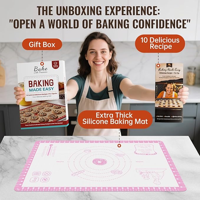 Silicone Baking Mat with 10 Recipes, Pastry Mat