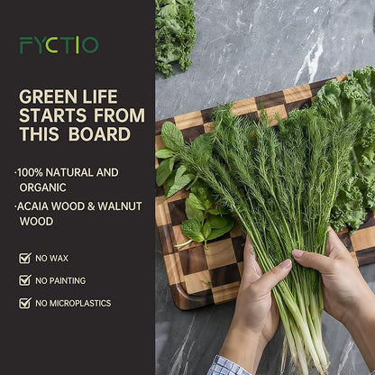 Checkered Cutting Boards for Kitchen, Acacia Wooden Chopping Board