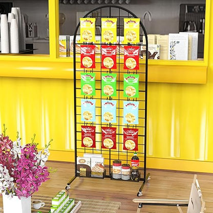 Asee'm Grid Wall Panels Display Stand 2' x 5.2' FT Black Movable Wire Grid Wall