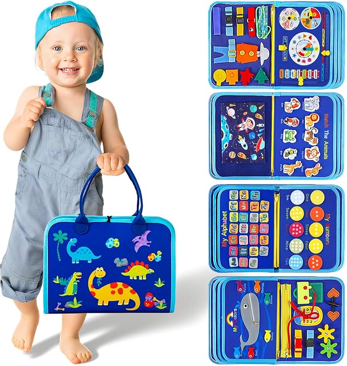 Toddlers Montessori Busy Board Toys for 1 Year Old Boy Gifts, Educational Preschool Learning Travel Toys for Toddlers 1-3, One Year Old Boys Girls 1st Christmas Birthday Gifts Age 1-2-4