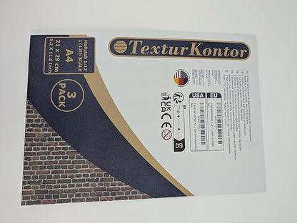 3 Sheets Self-Adhesive Wall Cladding for Dollhouse 1:12 Scale (Smoky Red Bricks)