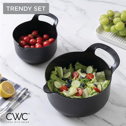 COOK WITH COLOR Nesting Plastic Mixing Bowl Set with Pour Spouts and Handles