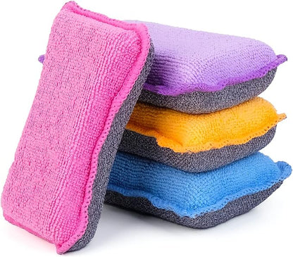 UPSTAR Kitchen Sponges for Dishes, Microfiber Cleaning Scrubber, Non-Scratch