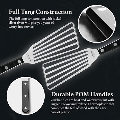 Lamson 3" x 6" Chef's Slotted Turner with Noir Ultra Durable Handle - Left Hand