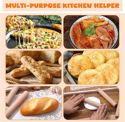 3 Pieces Small Wood Rolling Pin, Dumpling Roller 6.6 Inch Short Rolling Pin
