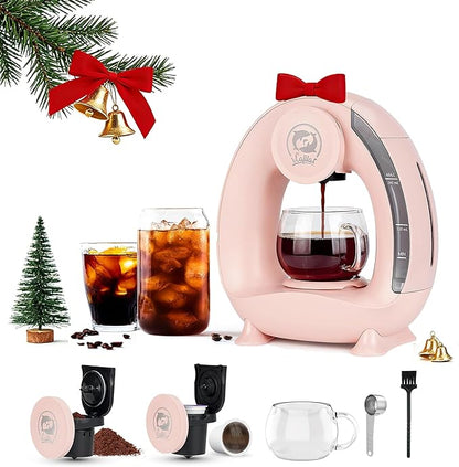 Single Serve Coffee Maker, Fast Brew in 2 minutes, Stylish＆Compact Design