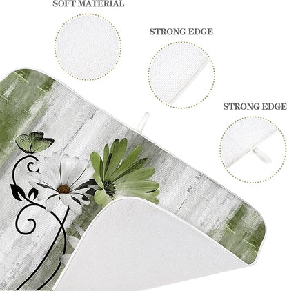 Floral Dish Drying Mat 18x24 Inches