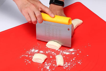 Suanyok Bench Scraper-Stainless Steel Dough Scraper and Flexible Plastic Bowl