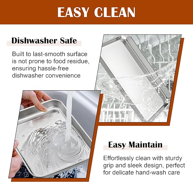 E-far Small Baking Sheet with Wire Rack, Stainless Steel Cookie Sheets Trays &