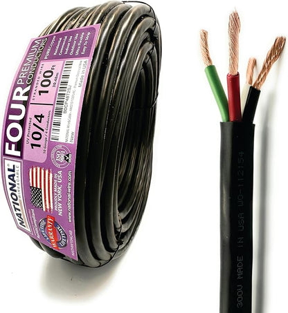 NATIONAL Wire & Cable – 10 AWG 4-Conductor Premium Copper Wire, 100 ft