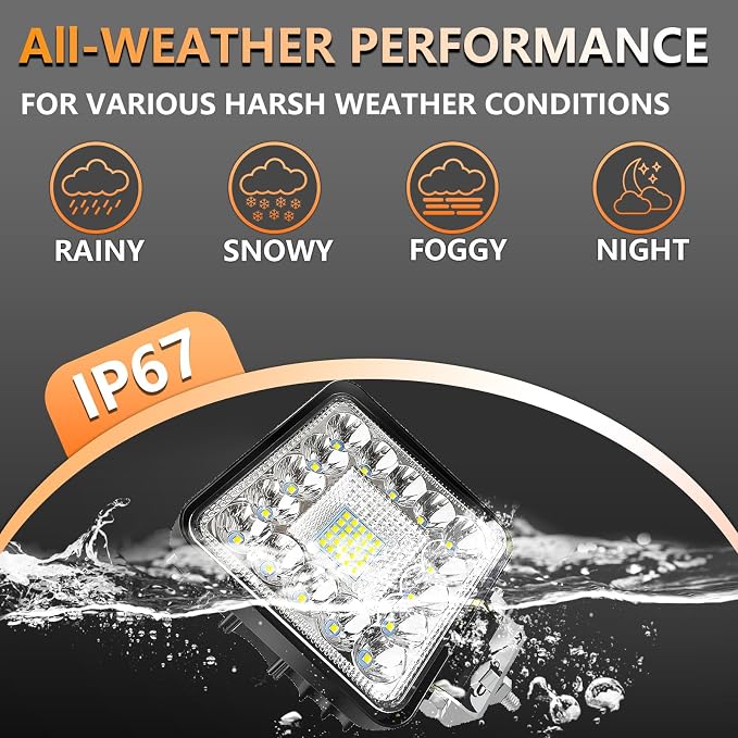 LED Tractor Work Lights, Off Road LED Pod Lights 4 Inch 240W 20000lm 12V 24V Cube Light Square for Service Tow Truck ATV UTV RV RZR Boat Pickup Golf Cart Snow Blower Zero Turn Lawn Mower, 10Pack