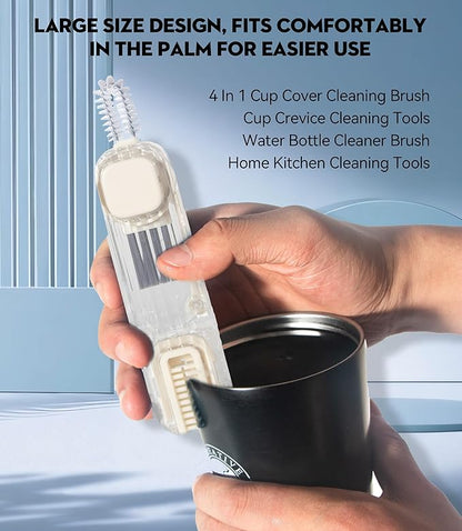 VIDONIO 4 in 1 Cup Lid Gap Cleaning Brush, Mutipurpose Tiny Silicone Cup Holder