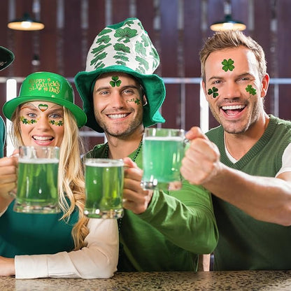 120+ PCS Glitter St Patrick's Day Face Tattoos Stickers, Two Sizes Glitter Body Jewelry Lucky Shamrock Clover Tattoos, St. Patrick's Day Accessories Temporary Tattoos for Irish Party