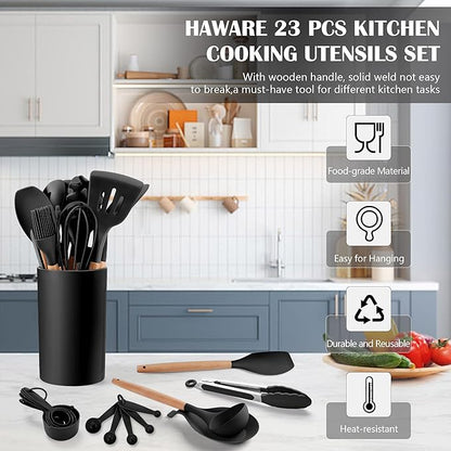 HaWare Kitchen Cooking Utensils Set, 23-Piece Silicone Kitchen Utensils Spatula