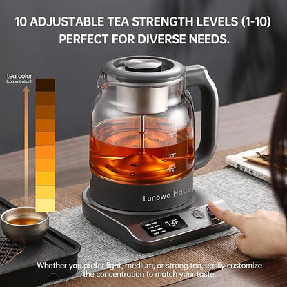 Titanium & Glass Electric Tea Kettle & Tea Maker, Pro Steam Extraction