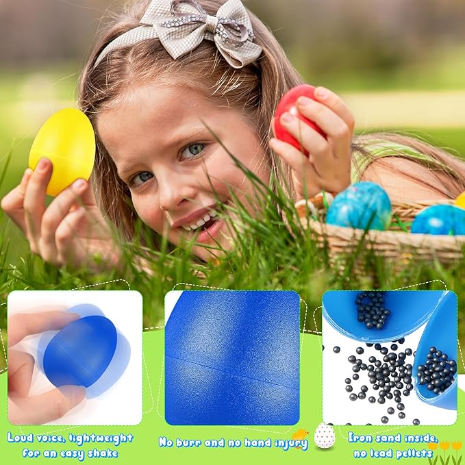 100 Pieces Egg Shakers Musical Instruments Percussion Maracas Egg for Kids Toys Plastic Easter Shaker for Learning DIY Painting, Classroom Music, Rhythm(10 Color)